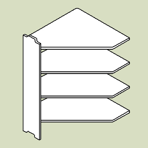 Hjørnereol 2 med 4 hylder - h103 b80 d20