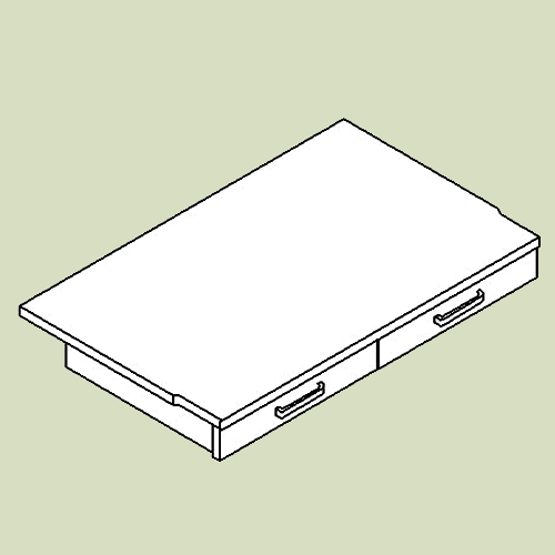 Skriveplade med 2 skuffer - d48 b78