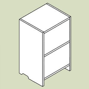 Skab, grundmodul med 1 hylde til skrivebordsplade - h69,5 b41 d36