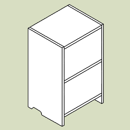 Skab, grundmodul med 1 hylde til skrivebordsplade - h69,5 b41 d36